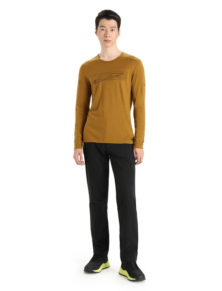 Icebreaker Merino 200 Oasis Long Sleeve Crewe Ski Stripes Miesten Base Layers Ruskea | FI 1368MQZA